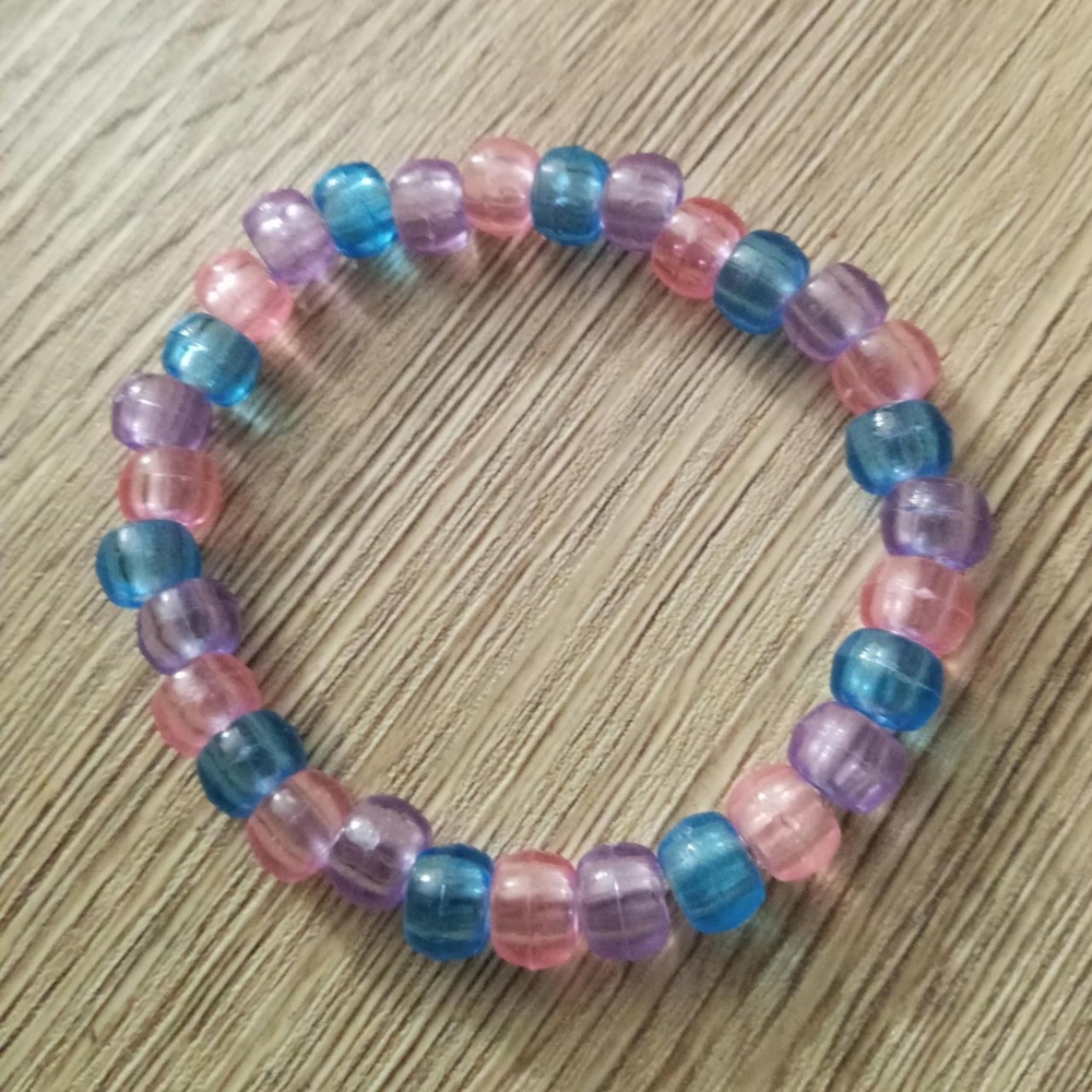 Hand crafted BI pride flag beaded pastel essential statement bracelet